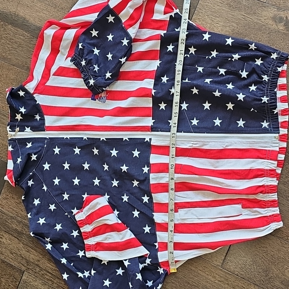 Vintage Pro Fitness USA Flag Zip-Up Pullover Patriotic Stars & Stripes Jacket XL - Picture 6 of 12